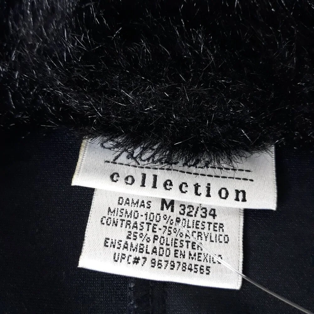 Faux Fur Collar Black Duster Cardigan Medium Kathie Lee Whimsigoth Gothic